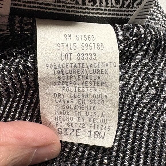 Vtg SL FASHIONS Women Dress 2pc Set Sleeveless Fringe Sz 18 Metallic Silver 12-6 - Picture 10 of 16